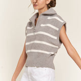 Gray Striped Sweater Vest