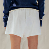Linen Blend Elastic Waist Drawstring Shorts