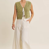 Seasonless Endlessly versatile Crochet Scallop Edge Sweater: Matcha