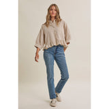 Emily Ruffle Hem Button Down Shirt