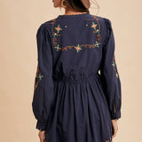 Embroidered Cotton Mini Dress