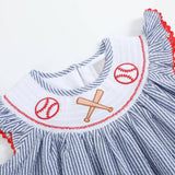 Baseball Smocked Bishop Dress