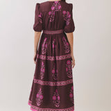 Floral Border Print Midi Dress