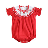 Red Santa Smocked Ruffle Romper