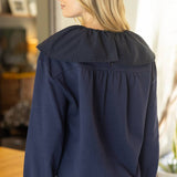 Tammy Wide Flat Bow Collar Blouse