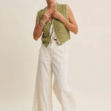 Seasonless Endlessly versatile Crochet Scallop Edge Sweater: Matcha