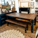 7’ Turned Leg Table Black Wash
