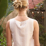 Stripe Sleeveless Side Button Detail Top