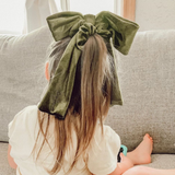 Olive Velvet Bow Scrunchie