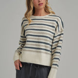 Multi Color Stripe Basic Casual Daily Sweater Top
