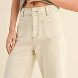 Straight Wide Leg Pants with Front Pockets