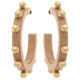 Kelley Studded Metal and Resin Hoop Earrings: Fuchsia