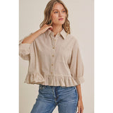 Emily Ruffle Hem Button Down Shirt