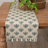 Blue Block Print Silhouette Table Runner