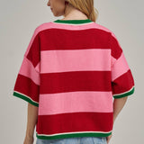 Christi Wide Stripe Loose Fit Sweater Top