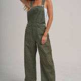 Vintage Leopard Overall Jumpsuit with Barrel Leg | Vintage Olive