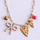Charm necklace "Bow & Love"