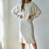 Knit Sweater Ribbed Round Neck Long Sleeve Top