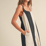 Color Block Linen Mini Dress