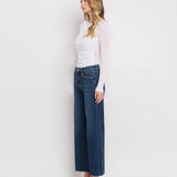 Dark Wash Mid Rise Wide Leg Jeans