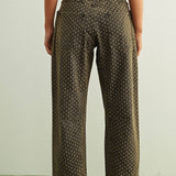 Polka Dot Printed Barrel Pants with Belt