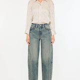 High Rise Slim Barrel Fit Jeans