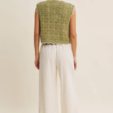 Seasonless Endlessly versatile Crochet Scallop Edge Sweater: Matcha