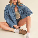 Fae Denim Quilted Jacket | Washed Denim
