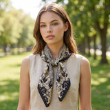 Floral Border Speckled Panel Square Scarf: Multiple Colors