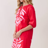 Contrast Appliqué Shift Mini Dress