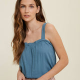 Square Neck Cami with Ruffle Detail