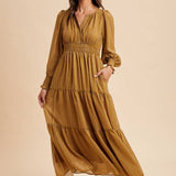 Notched Collar Maxi Dress