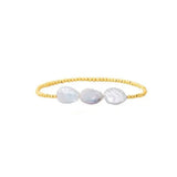 18K Gold Plated Copper Pearl and Gold Beaded Ball Bracelet: Small Pearls