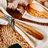 Newnan Georgia Olive Wood Serving Spoon & Towel Gift Set