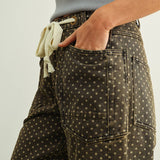 Polka Dot Printed Barrel Pants with Belt