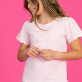 Girls Pink Scallop Tee