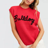 Bulldogs Embroidered Sleeveless Sweater