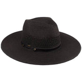 C.C Faux Leather String Straw Panama Hat