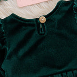 Deep Emerald Smocked Gingerbread Velvet Romper