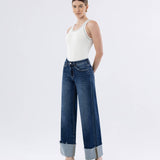 Cosmos High Rise Cuffed Wide Leg Jeans
