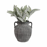 Black Ceramic Ribbed Weathered Handle Vase