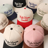 MAKE HEAVEN CROWDED Heat Press Corduroy Trucker Hat: Brown & Pink