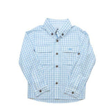 Flagler Fishing Shirt: White Blue Plaid