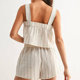 Gingham Print Set with Tie Front Top and Shorts