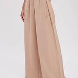 Pintuck Wide Leg Pants | Beige
