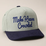 MAKE HEAVEN CROWDED Heat Press Corduroy Trucker Hat: Brown & Pink