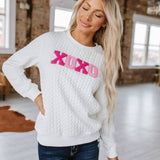 Glitter XOXO Chenille Quilted Sweater
