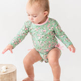 Tea Roses Long Sleeve One Piece Rash Guard Swimsuit