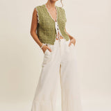 Seasonless Endlessly versatile Crochet Scallop Edge Sweater: Matcha