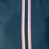 Geometric Jaquard Bubble Sleeve Striped Trim Front Top: Green